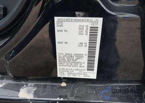 2020 Nissan Altima Sr Intelligent Awd из США, поврежденный, VIN 1N4BL4CW3LC181417